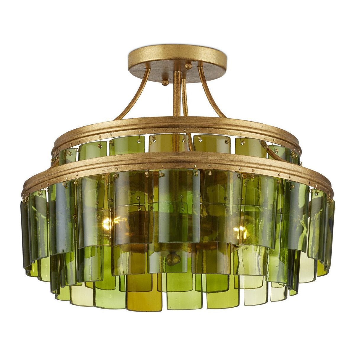 15.5-Inch Recycled Green Glass Semi-Flush Mount