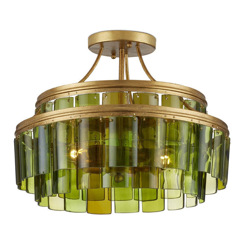15.5-Inch Recycled Green Glass Semi-Flush Mount