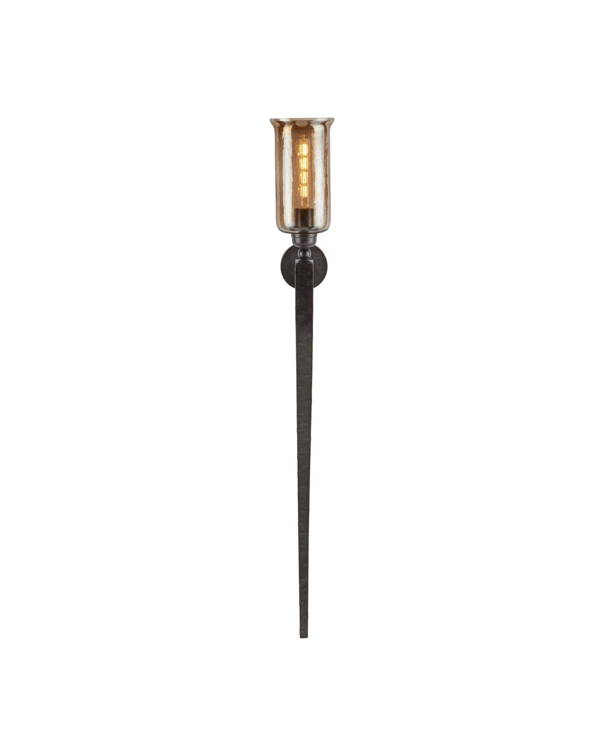 61.5-Inch Iron Ribbon Wall Sconce with Smoke Hammered Glass
