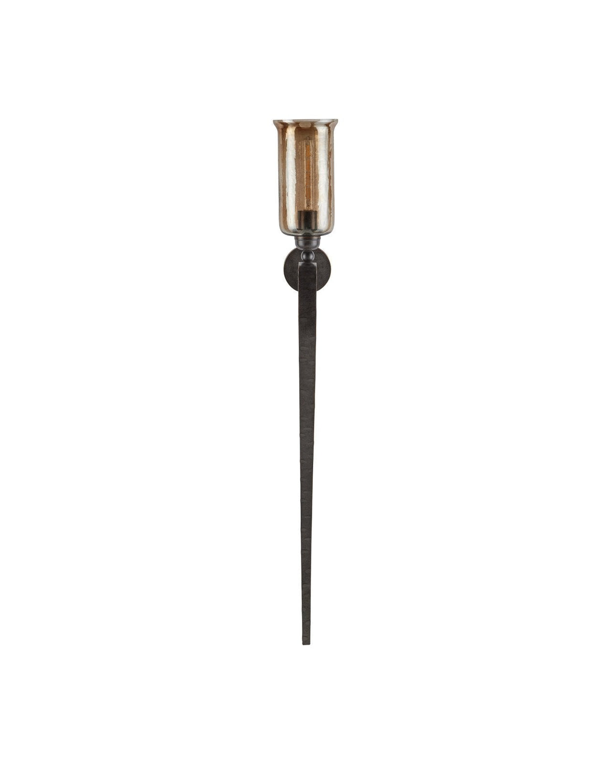 61.5-Inch Iron Ribbon Wall Sconce with Smoke Hammered Glass