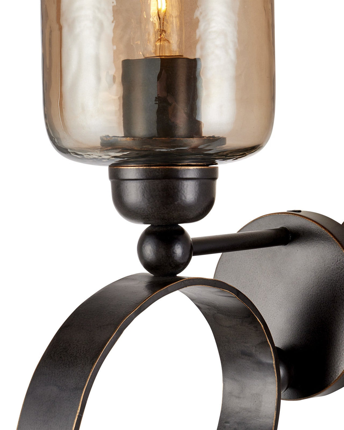61.5-Inch Iron Ribbon Wall Sconce with Smoke Hammered Glass