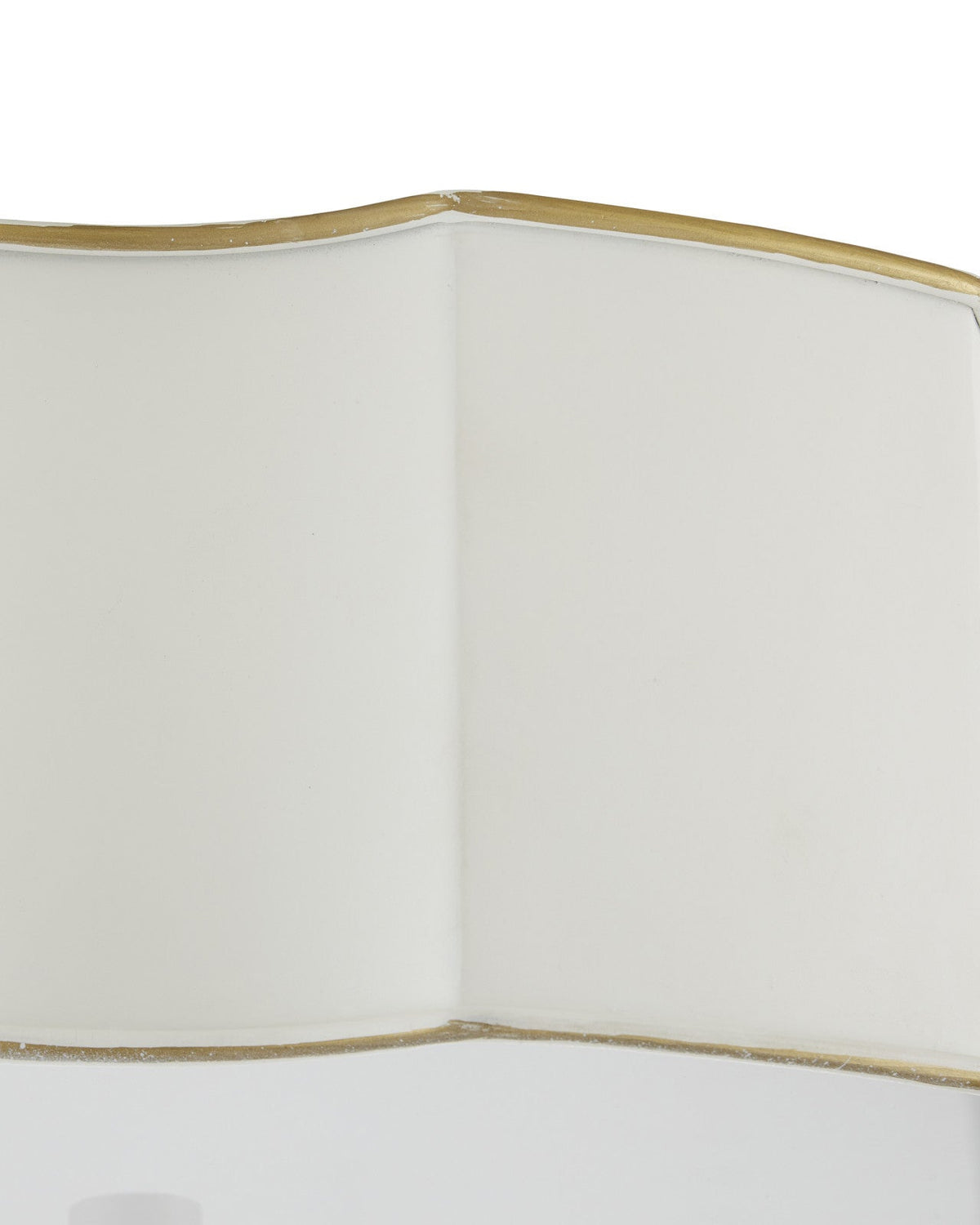 19.25-Inch Scalloped White Flush Mount with Gold Accents